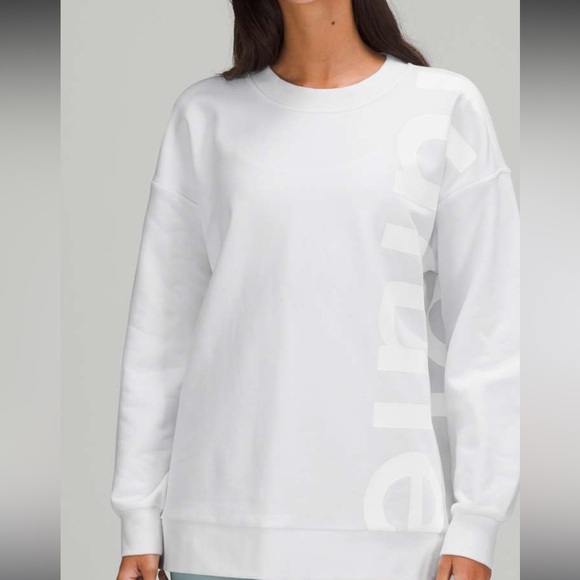 lululemon athletica Tops - Lululemon Perfectly Oversized Crew *Logo
White 27” P2P